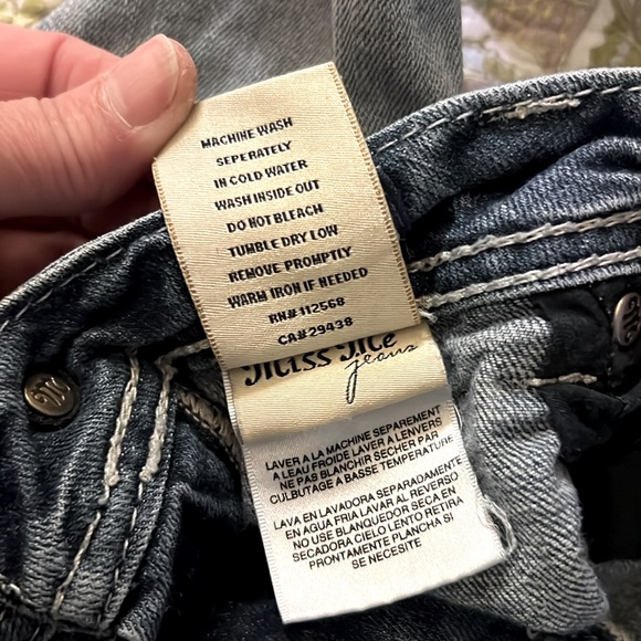 MISS ME 👖 VINTAGE DISTRESSED RIPPED LEATHER CROSS BOOTCUT JEANS Women’s 36 L32 - Picture 12 of 12